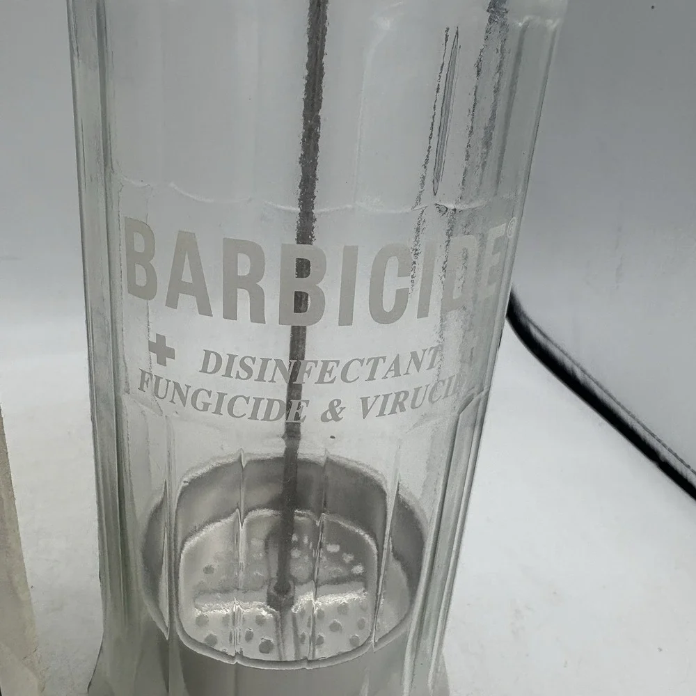 Vintage King Barbicide Jar Glass Large Salon Barber Shop Decor Disinfectant
